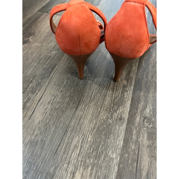 Talbots Orange Suede Ankle Strap Heeled Sandals Open Toe Stiletto Womens 7B - Picture 4 of 4